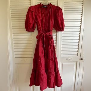 Red En Saison midi dress, XS